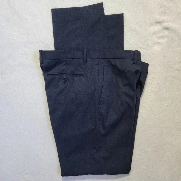 THEORY Mens Mayer Emerson Wool Pants Trousers Navy Suble Checked Size 36 / 34